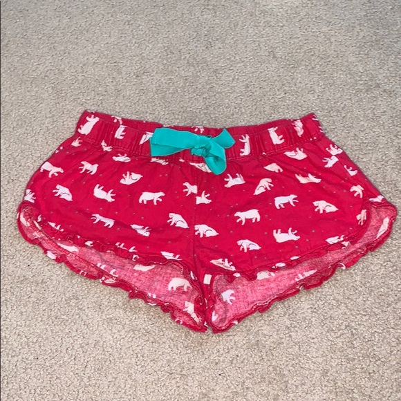 aerie Intimates & Sleepwear Aerie Red Flannel Polar Bear Pj Shorts Xs